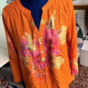 Orange Floral Women's Top